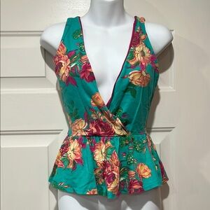 Floral V-Neck Peplum Top